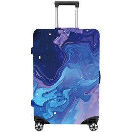 CREATCABIN Blue Suitcase Cover with Zipper Travel Trunk Protector Elastic Luggage Protective Cover Scratch Resistant Anti-Wrinkle Suitcase Lid for Transportation Fit 22-25 Inch Luggage