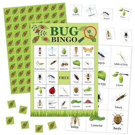 Insects Bingo Games Cards For Adults, Natural Bugs Bingo Cards For Travel Activities, Nature Bug Party Decorations Favors Supplies, Camping Party Games For Family, Summer Game For 24 Players -07