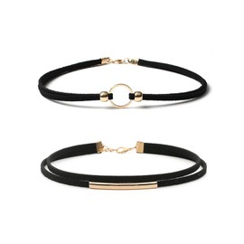2Pcs Black Choker Necklace for Women Gothic Necklace Leather Necklace Party Jewelry Christmas Gifts