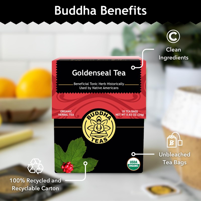 Buddha Teas Organic Goldenseal Tea - OU Kosher, USDA Organic,