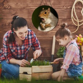 Ceutoiy Wreaths For Front Door Squirrel, Welcome Hanging Sign For Front Door Funny Squirrel Yawning Round Wooden Welcome Wreath Front Porch For Bedroom Restaurant Shop Home Decorations