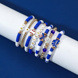 Smilelife Baseball Bracelets for Women Game Day Stackable Bracelets Baseball Mom Jewelry Accesories (Blue)