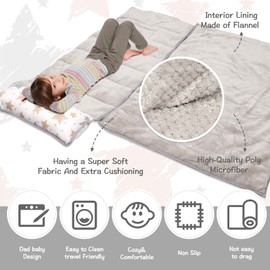 Nap Mats for Daycare,Toddler Nap Mat with Removable Blanket and Pillow,Extra Large Rolled Napping Mats,Kids Sleeping Bag for Daycare, Preschool Travel Camping (Star)