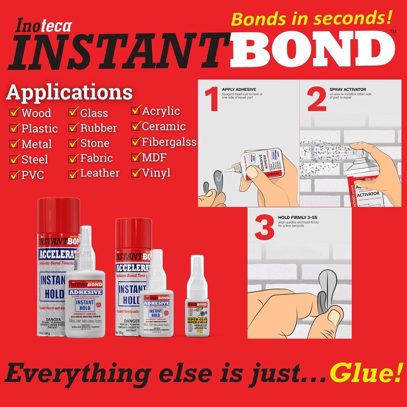 Instant Bond Super Fast Strongest Glue & Accelerator Small Kit