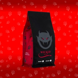Wicked Full Strength Ground Coffee, 500g Bag, Dark Medium Roast, Artisan, Hand Roasted, Resealable Bag