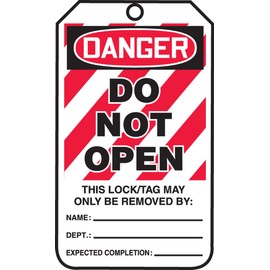 Accuform Lockout Tags, Pack of 5, Danger Equipment Lock Out A Life is on The Line, US Made OSHA Compliant Tags, Temperature & Water Resistant RP-Plastic, 5.75" x 3.25", MLT414PTM