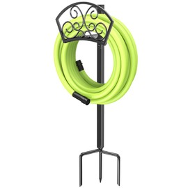 GOFORWILD Garden Hose Holder, Decorative Hose Butler Sturdy Water Hose Rack, Durable Wall Hose Hanger, Hose Reel, Holds 125-Feet of 5/8-Inch Hose, Made of Gauge Steel, 7020