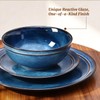 Feastly Plates and Bowls Sets 12 Pieces, Blue Reactive Glaze
