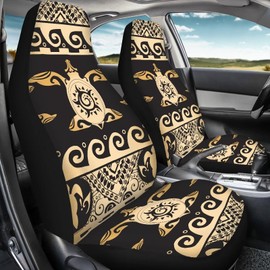 Rarucativ Boho Turtle Car Seat Cover, High Back Stretchy Car Seat Protector Cover for Women, Comfortable 2 Piece Car Seat Covers Universal Fit for Most Vehicle Cars