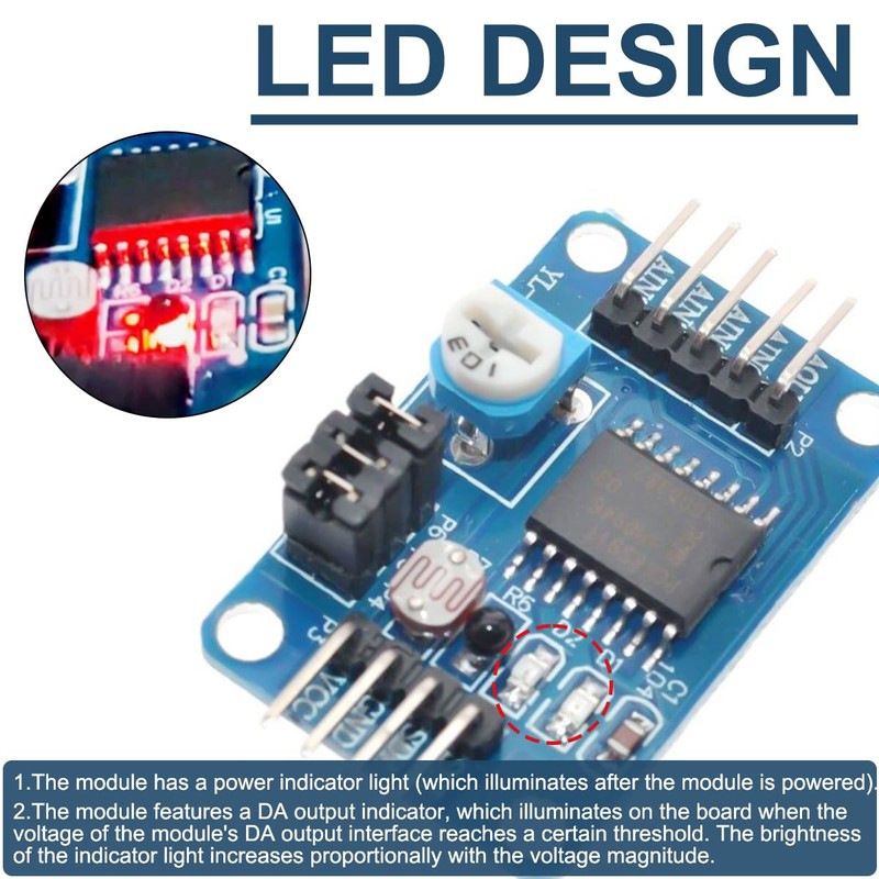 DAOKAI AD/DA Converter Module, PCF8591 Analog to Digital/Digital to Analog