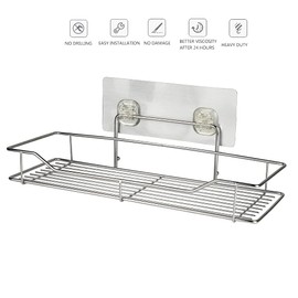 SIMSA-Expert A3 Shower Shelf Stainless Steel Chrome Look No Drilling Wall Shelf 37 x 13.5 x 9 cm