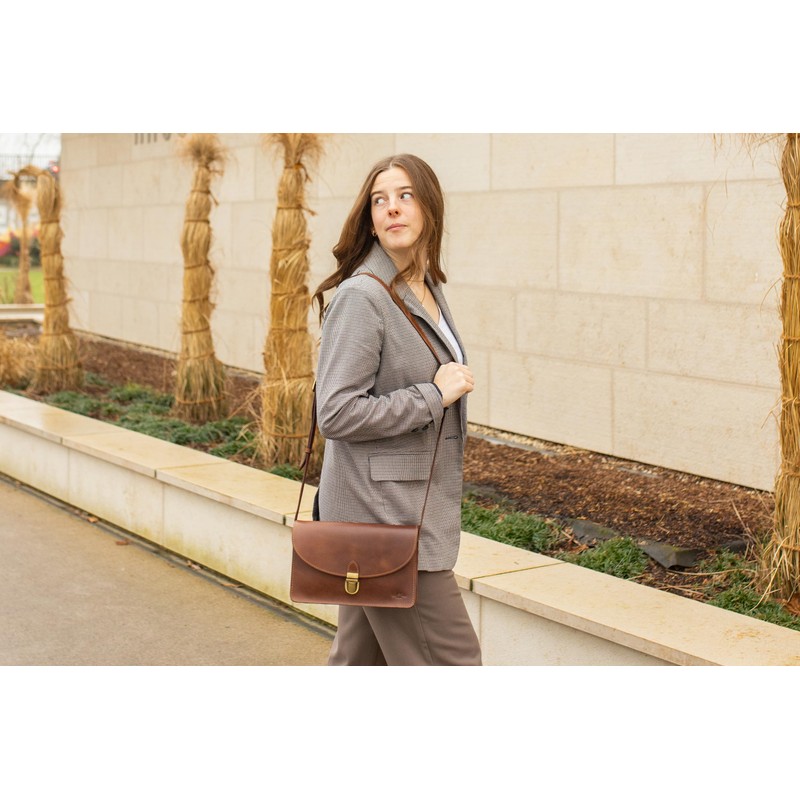 Gusti Handtasche Leder - Zoey Damen Handtasche Umhängetasche Ledertasche Braun