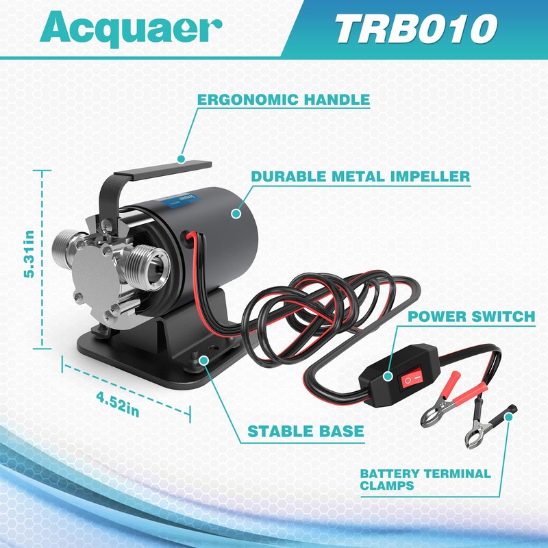 Acquaer Water Transfer Pump DC 12V 1/10HP Portable Electric Water