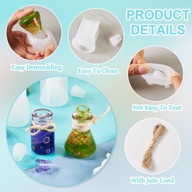 2Pcs Small Bottle Silicone Molds Mini Drift Bottle Resin Molds Epoxy Resin Casting Mould with Jute Cord 50-51mm for Candle Holder Home Decoration Gifts DIY Crafts