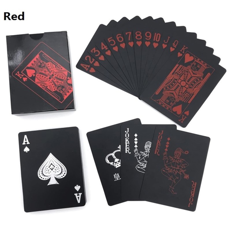 WANGCL 2 Set Waterproof Poker Cards, PVC Black and Blue