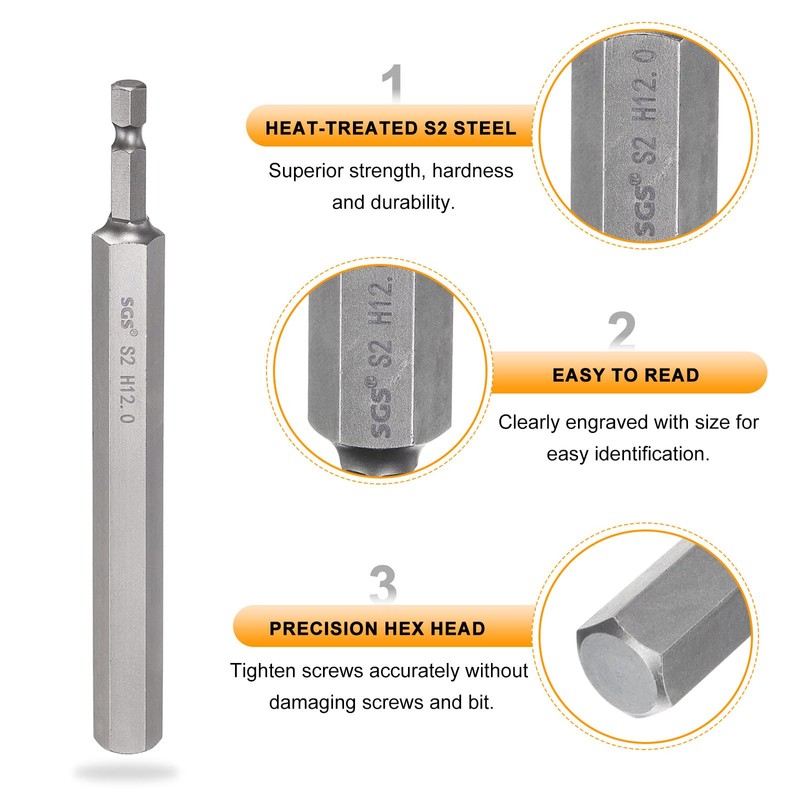 sourcing map H12.0 Hex Head Drill Bit Wrench 12mm Metric