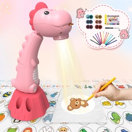 MFEESYOB Drawing Projector for Kids with 96 Slide Cartoon Patterns and 12 Paint Brushes, Smart Art Sketcher Projector for Girls and Boys from 3 Years (Pink)