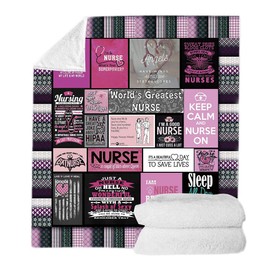 Ultra Soft Nurse Theme Blanket Microfiber Plush Sherpa Blanket Gifts for Women Nurses Warm Cozy Fuzzy Throw Blanket for Bed and Couch (Nurse -2,130cm x 150cm(51'' x 59''))