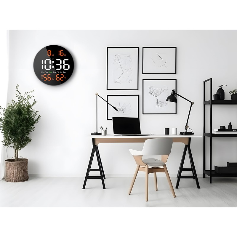 Brauthon Digital Wall Clock for Classroom, Garage, Game Room, Large