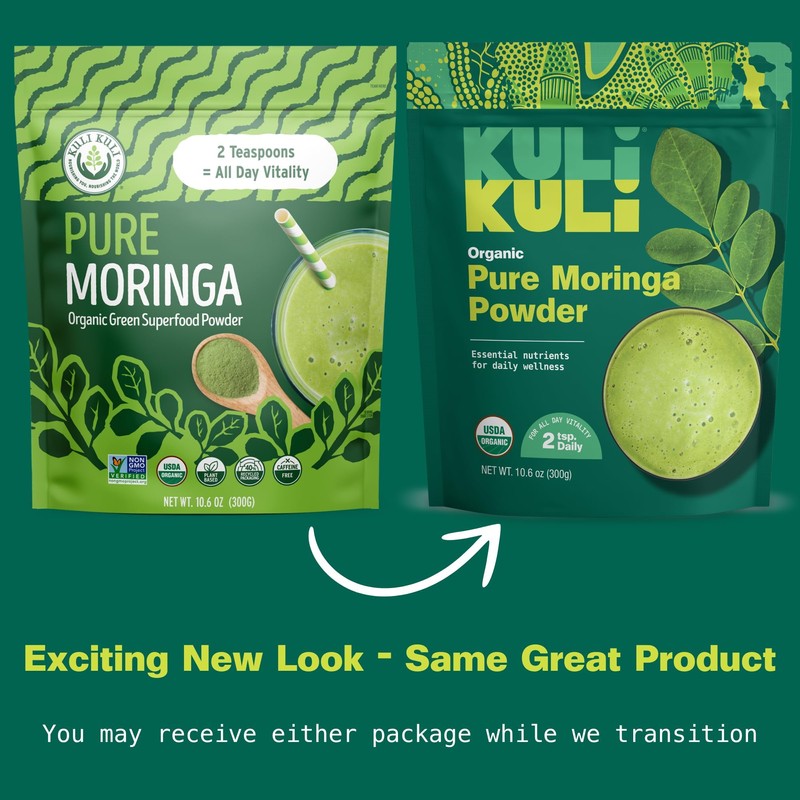 Kuli Kuli Moringa Oleifera Organic Leaf Powder & Green Smoothie,