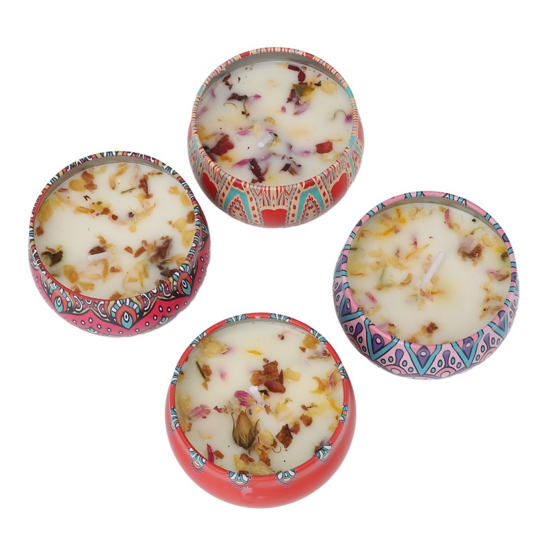 4pcs Dried Flower Aromatherapy Candle Set Long Lasting Aroma Scented