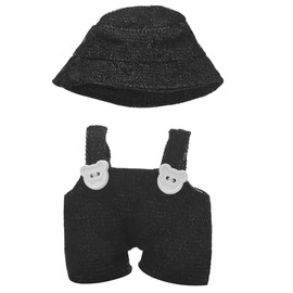17cm Doll Clothes Set (No Doll) - Adjustable Kawaii Fashion Outfit | Premium Cotton Hat & Overalls for 17cm Accessories | Play, Display & Holiday Style (Black)