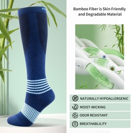 Bbfrey Bamboo Viscose Compression Socks for Women&Men(2/4 Pairs),Soft&Moisture Wicking,Knee High Support for Travel,Pregnancy,Walking,15-20 mmHg
