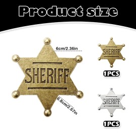 PMTFUMY 2-Piece Sheriff Badge Set,cowgirl accessories,sheriff badge adult,cowboy badge,Unique Cowgirl Accessories for Adults and Kids – Easy to Carry