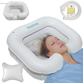 Large Inflatable Hair Wash Basin with Neck Fit Movable Pillow Shampoo Basin for Elderly Disabled Pregnant Injured Bedridden