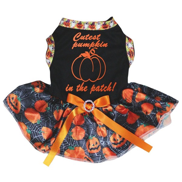 Petitebella Cutest Pumpkin in The Patch Puppy Dog Dress (Black/Pumpkin