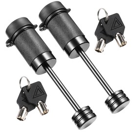CZC AUTO Trailer Tongue Coupler Lock Keyed Alike Dia 1/4 Inch, 2-1/2 Inch Span Fits Latch-type Coupler for Towing Boat Truck RV Car Trailer (2 Pack)