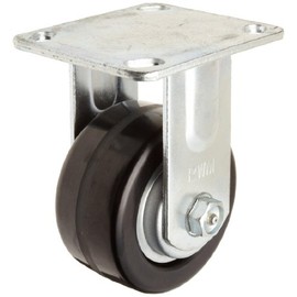 RWM Casters 46 Series Plate Caster, Rigid, Thread Guard, Phenolic Wheel, Roller Bearing, 800 lbs Capacity, 4" Wheel Dia, 2" Wheel Width, 5-5/8" Mount Height, 4-1/2" Plate Length, 4" Plate Width