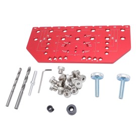 Aluminum Alloy Shelf Pin Jig and Hinge Jig Set, 2 in 1 Design, Accurate Drilling, Ideal for Cabinets, Drawers, Doors, Home and Professional Use, and Wear Resistant, with