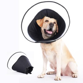 Dog Cone Collar, Pet Cone for Dogs to Stop Licking, Comfy Dog Cones for Large Medium Small Dogs, Soft Cones for Dogs After Surgery, Cone of Shame for Dogs Head Neck Elizabethan Collar Black, M
