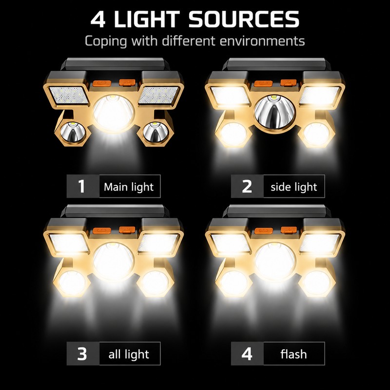 Rechargeable LED Headlamp for Hands-Free Lighting – Wearable Head Flashlight