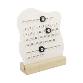 NYGHMY 1 Pcs Retro Wooden Perpetual Desk Calendar for Office & Home Decor - Reusable Month Date Display - Aesthetic & Unique Desk Accessories Gifts (White)