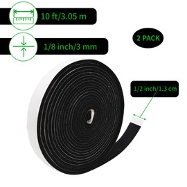 kaidun High Temperature Grill Gasket for Smokers, Black Self Stick Hi-Heat Seal Fire Tape for BBQ Lid, 1/2’’ x 1/8’’, 20 Ft