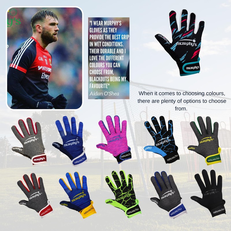 Murphys Gaelic Player’s Gloves, Premium Latex, GAA Superior Grip, Durable