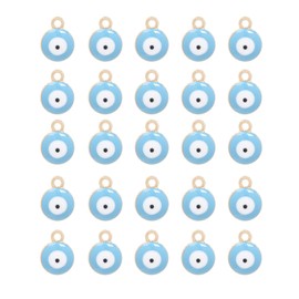YANUAHI 25 Pcs Gold Plated Evil Eye Charms for Jewelry Making Necklace Bracelet Earring and Slime DIY Jewelry Accessories Charms (Blue)