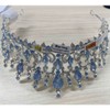 Yean Light Up Rhinestone Headband Gold Baroque Tiara Headwear Bridal Hair Accessories for Women (Silver+Blue Opal, One Size)