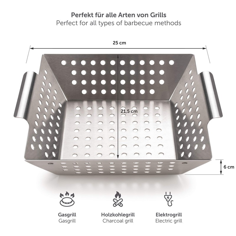 Blumtal grill basket made of 100% stainless steel – perfect