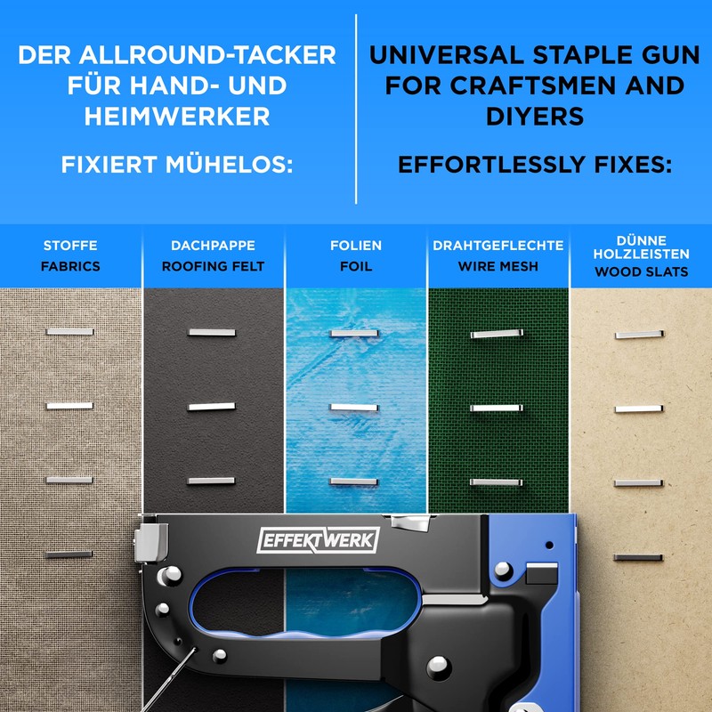 E•Werk - 5-in-1 Staple Gun Set - Heavy-Duty Stapler w/
