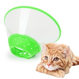 Pet Cone Recovery Dog Cone Adjustable Dog Collar Clear Padded Collar with Breathable Soft Edge, Plastic Puppy Cone Protect The Neck Surgery Recovery, Designed for Cats and Puppies (Small, Green)