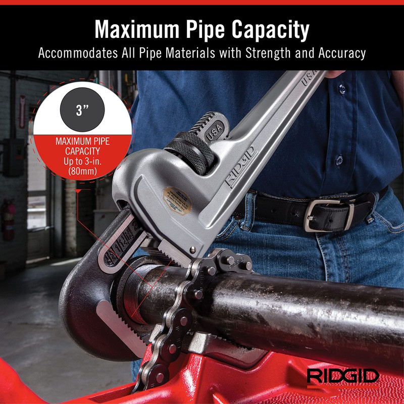 RIDGID 31105 Model 824 Aluminum Straight Pipe Wrench, 24-inch Plumbing
