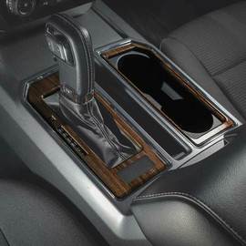 JeCar for F150 Interior Gear Shift Cup Holder Panel Cover Trim Compatible with Ford F150 2015 2016 2017 2018 2019 2020 (Wood Grain)