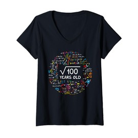 Womens Square Root of 100 10th Birthday 10 Year Old Gifts Math Bday V-Neck T-Shirt