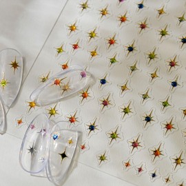 Star Nail Art Stickers Decals 5D Colorful Star Nail Stickers Embossed Nails Design Self-Adhesive for Women DIY Manicure Nails Art Decorations