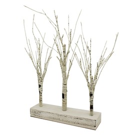 CVHOMEDECO. Battery Operated w/Timer Illuminated Birch Tree Centerpiece Lighted Three Trees Tabletop LED Lights, for Home/Party/Wedding/Festival/Indoor Decoration, 21-Inch