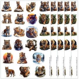 McEtt Tiger Sticker Sheets - Cute Tiger Cub Stickers for Kids Students Teens - 5 Sheet Pack (110 Pieces) - Birthday Party Favors, Classroom, Laptops, Water Bottles
