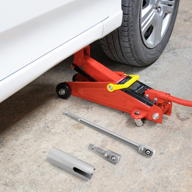 Stainless Steel Scissor Jack Drill Adapter & 2 Adapter Bits,